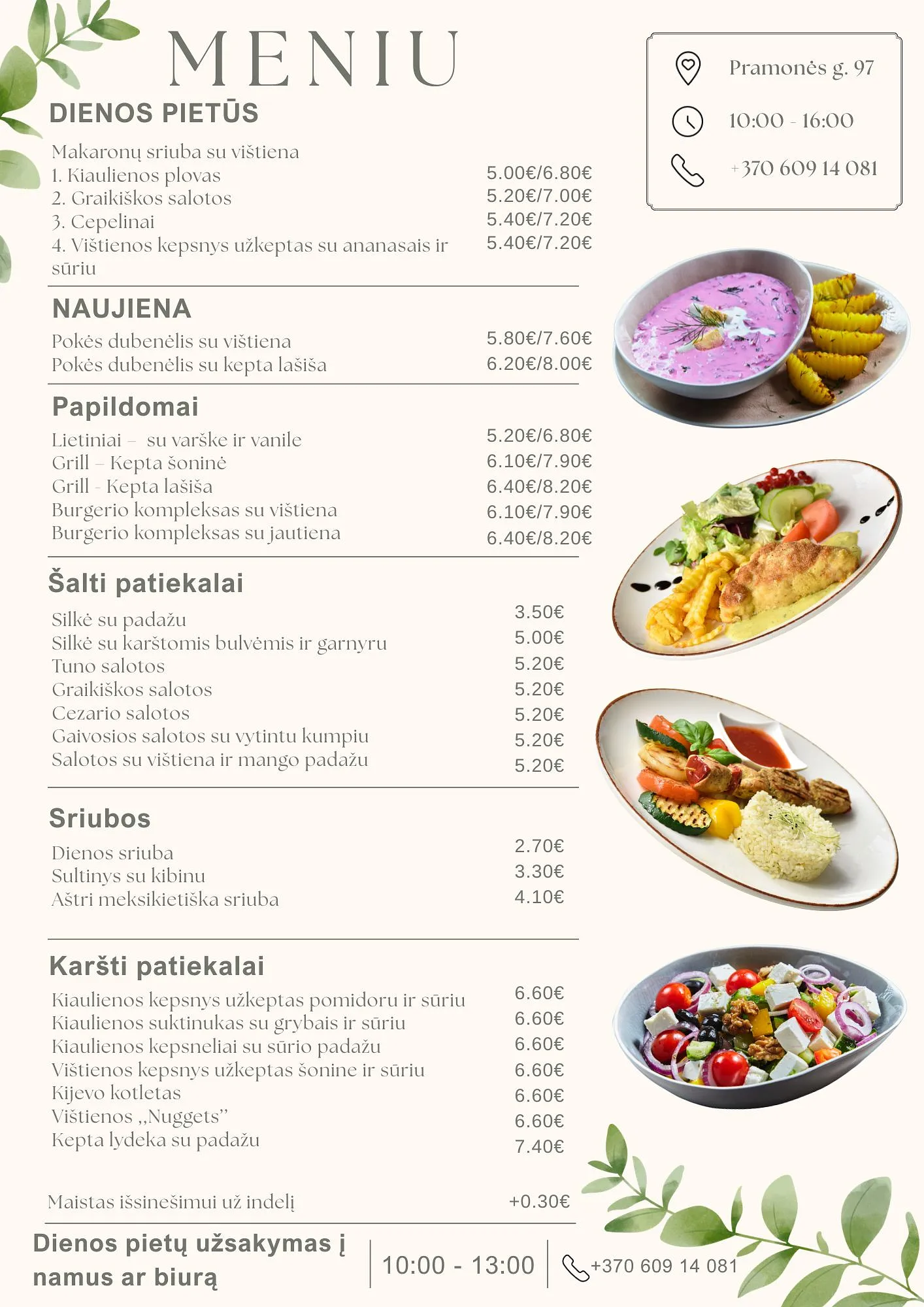 Dienos pietų meniu